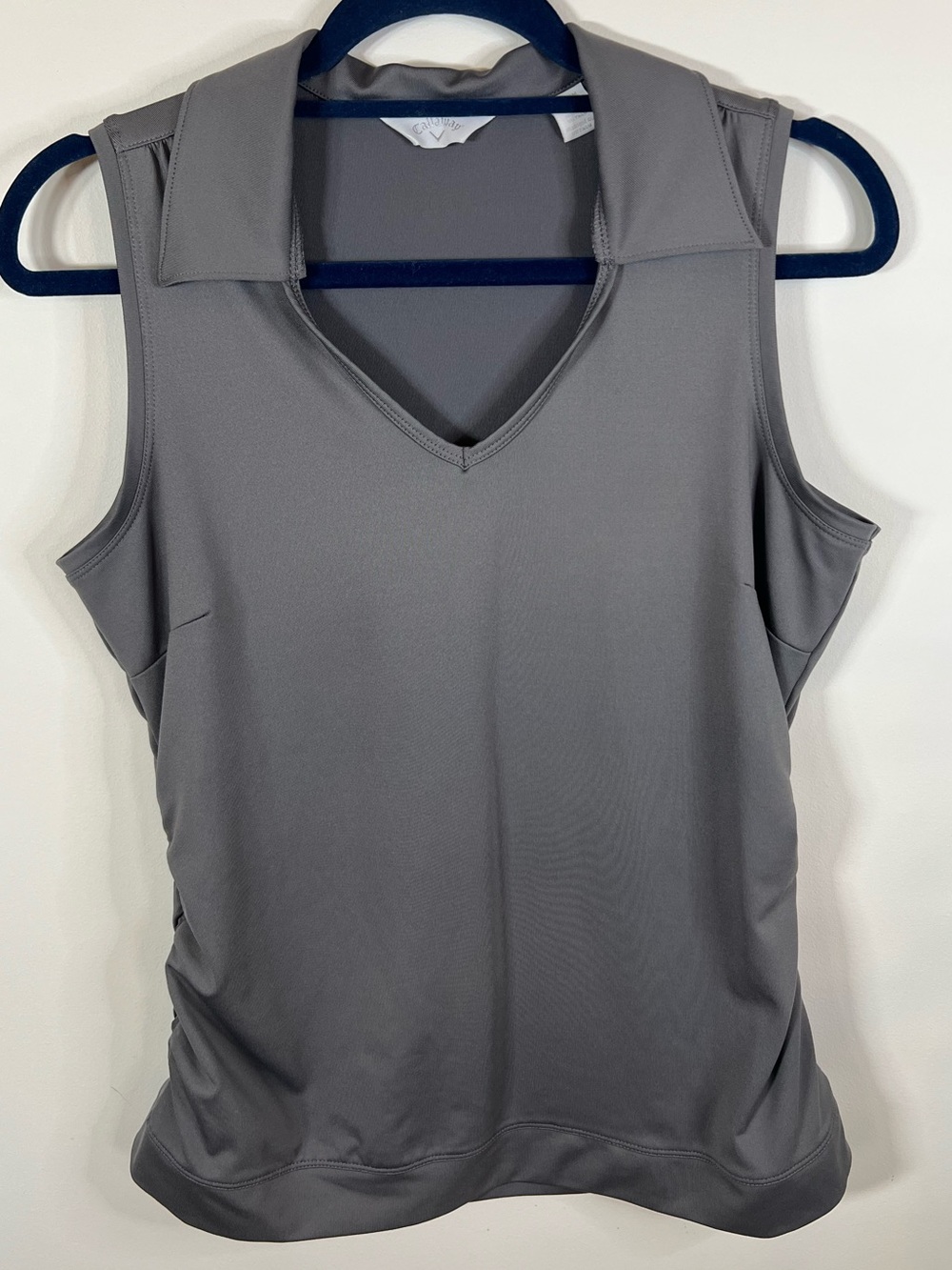 Callaway Gray V-Neck Sleeveless Polo Tank | M